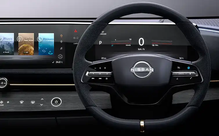 Dashboard of the interior of the Nissan Ariya