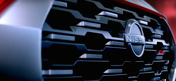 Up close and personal view of the Magnite concepts grill and emblem