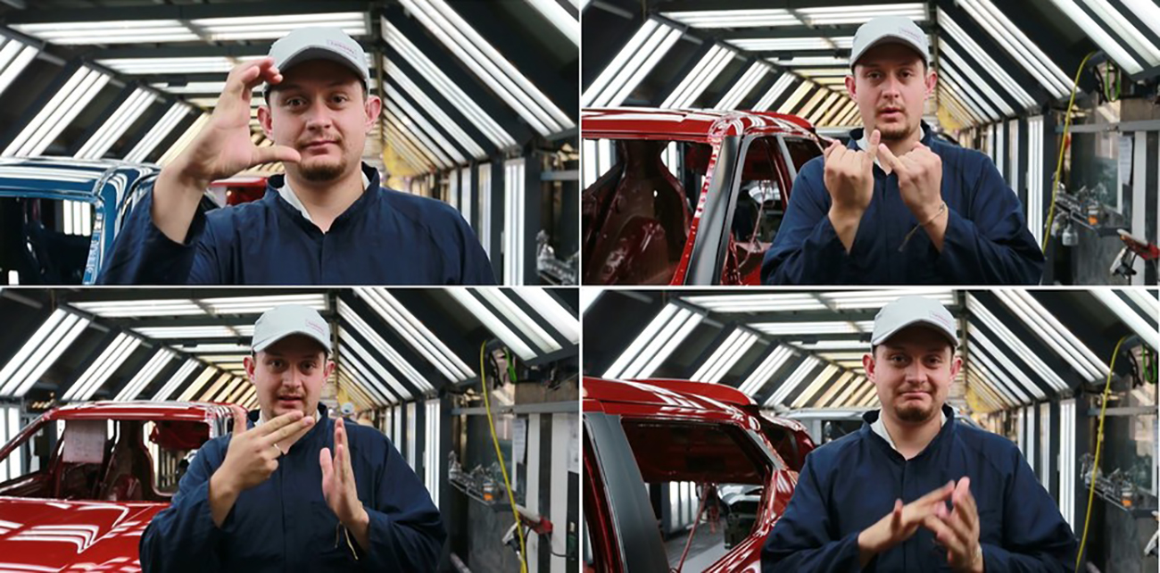 Un collage de fotos de un hombre haciendo señales con las manos.