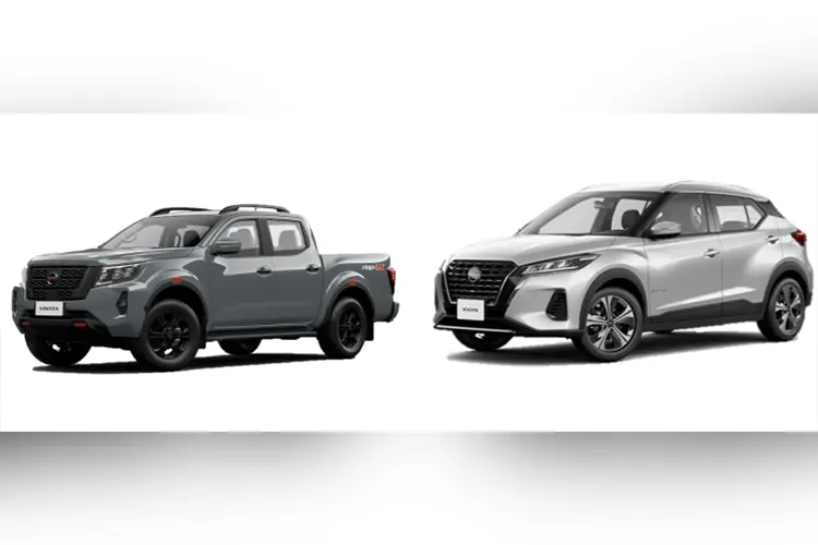 A photo of limited-edition versions of Nissan Navara Stealth Pearl Gray and Nissan Kicks e-POWER Brilliant Silver models
