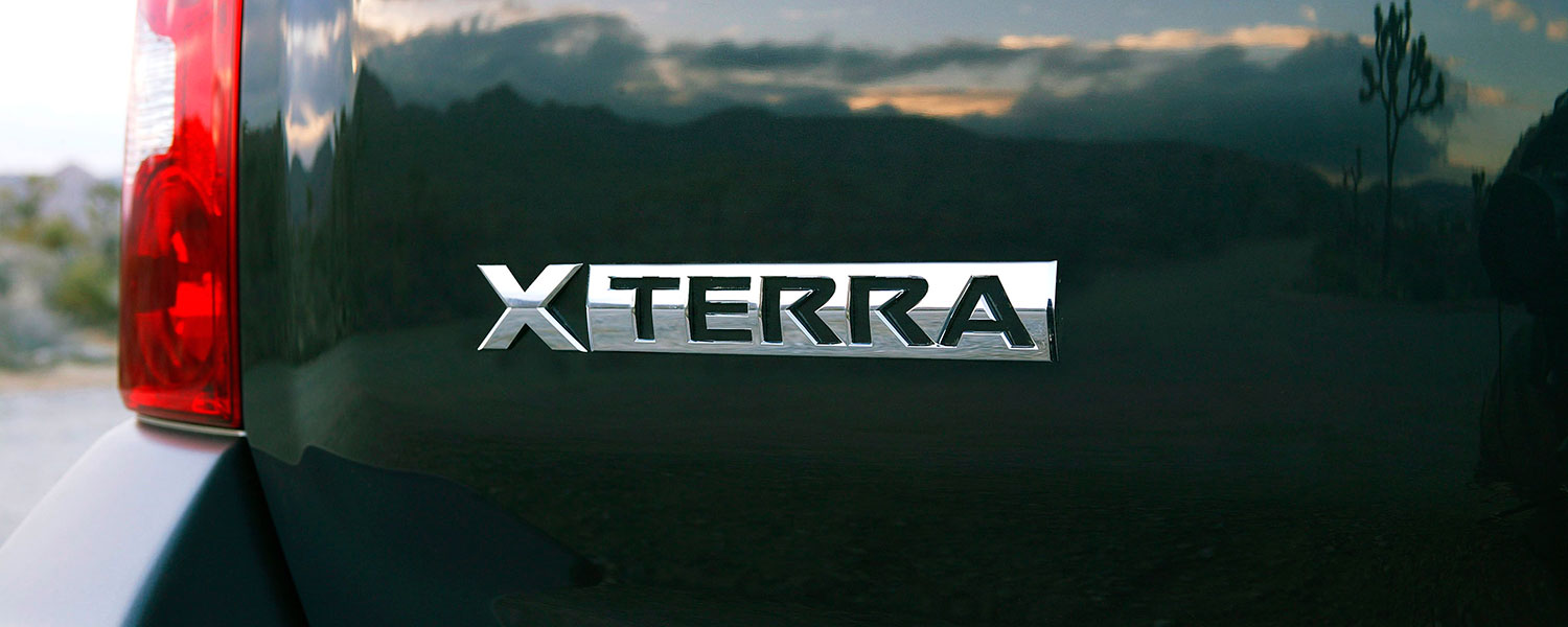 A close up photo of the Nissan Xterra rear badge