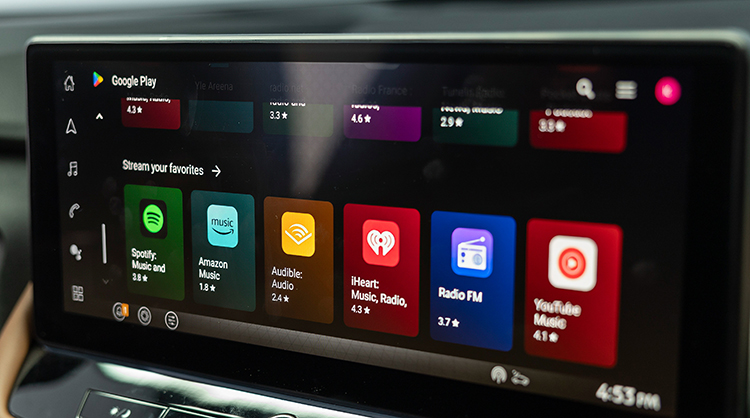A tablet screen showing various apps