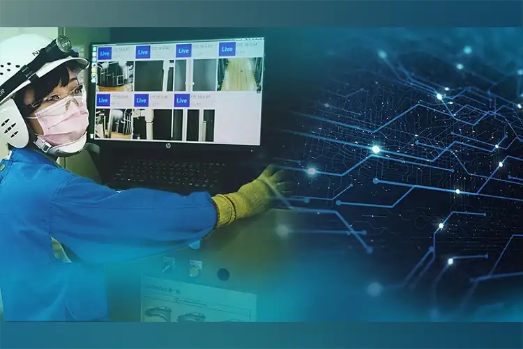 Una imagen de una persona en el panel de control de una máquina.
