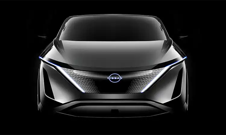 A front view of dark EV concept car.