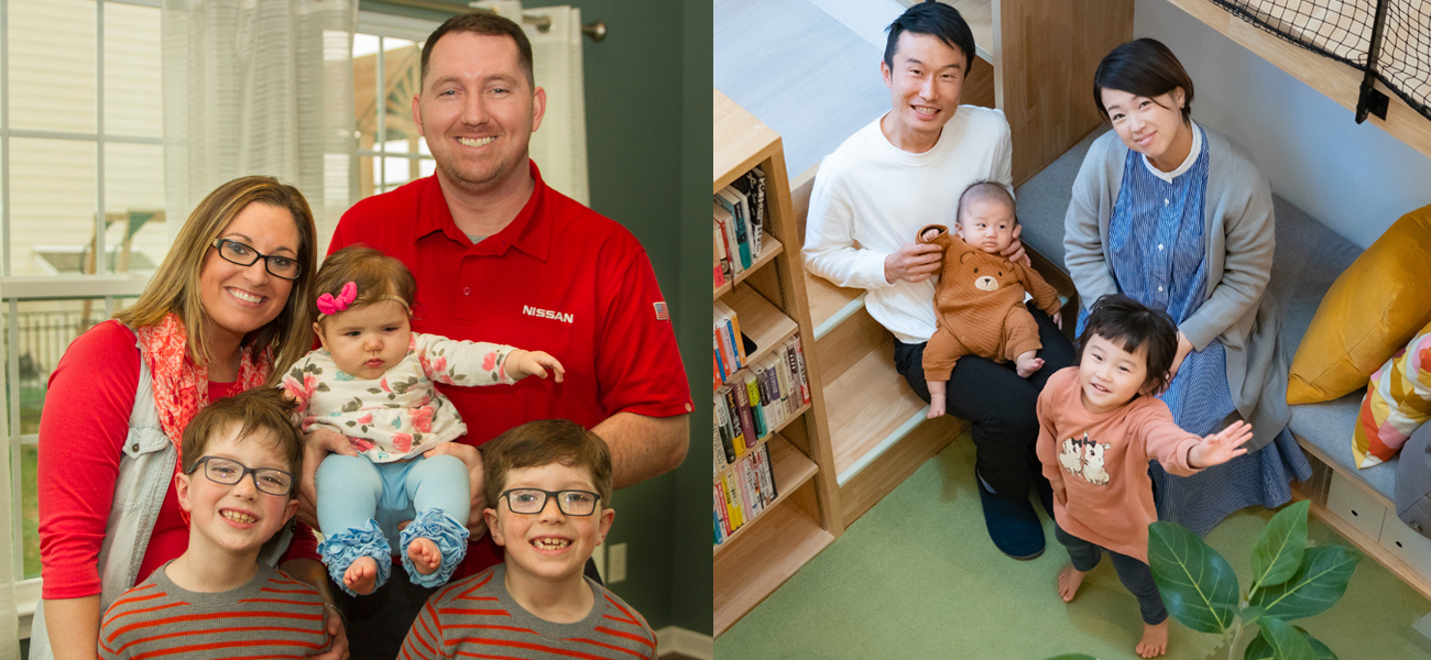 A side by side image of 2 families.