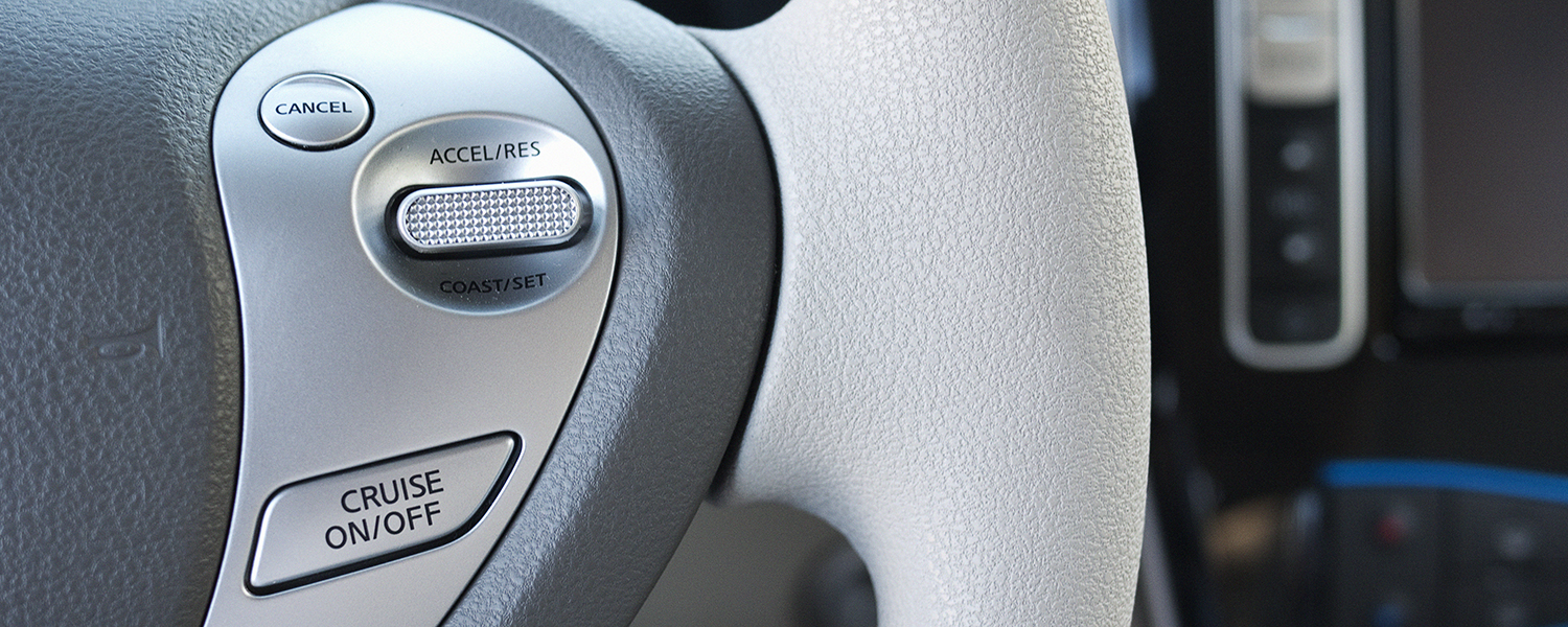 A 2012 Nissan LEAF steering wheels hand controls