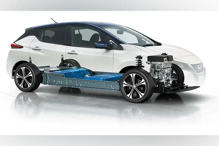 Un corte de un vehículo eléctrico que muestra las baterías.