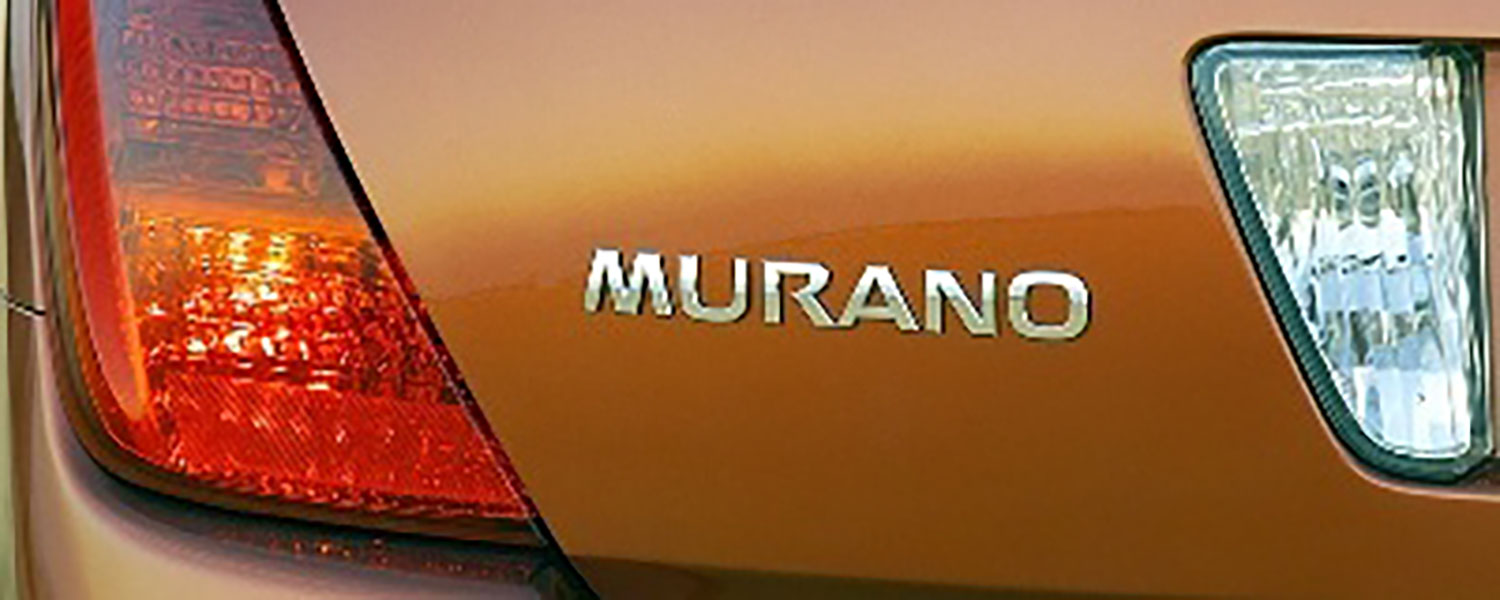 A close up photo showing the rear badge of the Nissan Murano