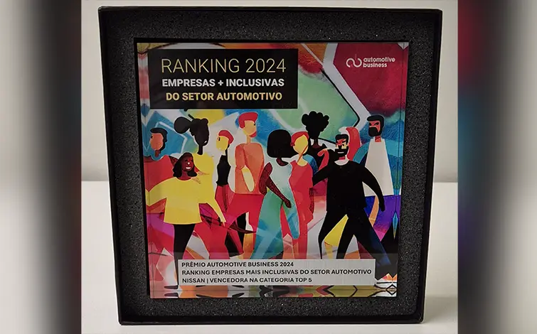 Placa com os dizeres “RANKING 2024 EMPRESAS MAIS INCLUSIVAS DO SETOR AUTOMOTIVO”