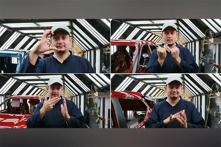 Un collage de fotos de un hombre haciendo señales con las manos.