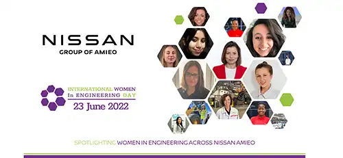 International Women in Engineering Day and Nissan Group of Amieo logo with images of several women
