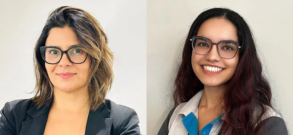 Da esquerda para direita, Sylvia Ferreira, gerente de Desenvolvimento de Produto e Letícia Alexandre, estagiária na Engenharia de Processos.