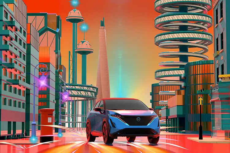 Arte abstrata de um veículo Nissan