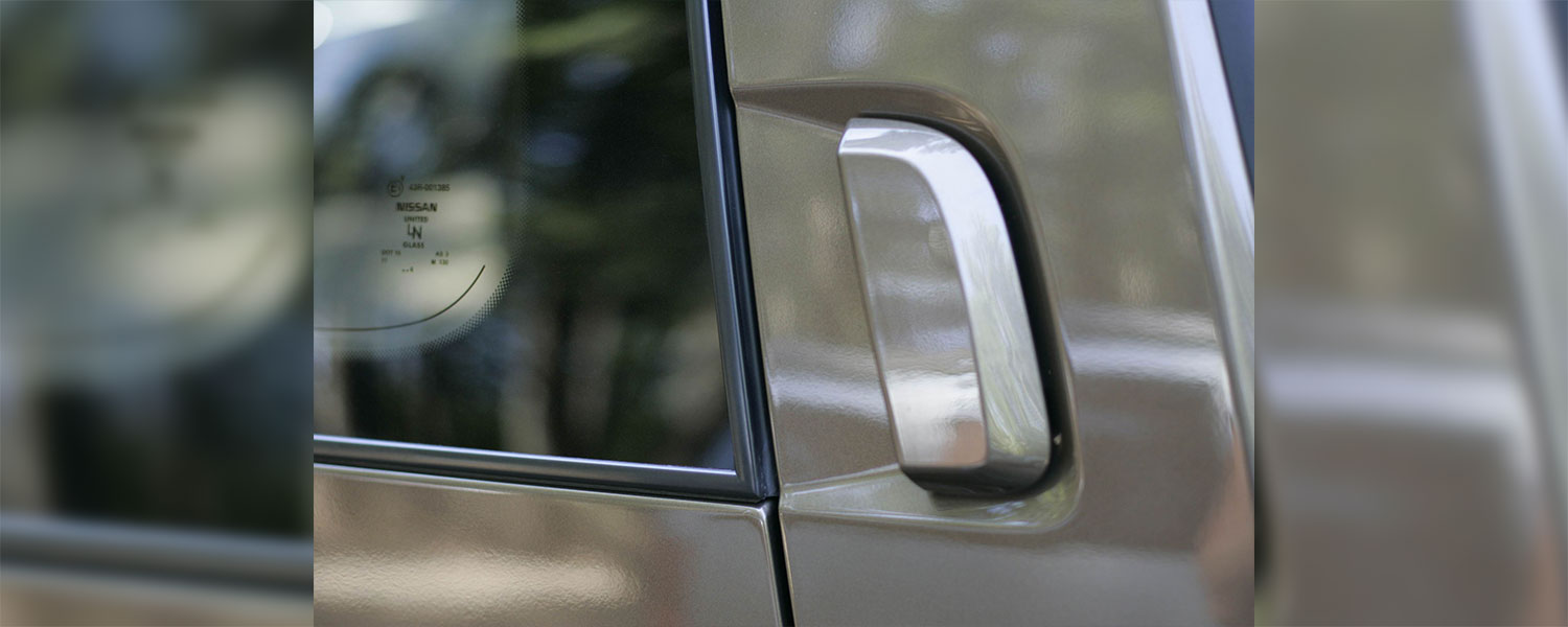 The door handle of a Nissan Pathfinder