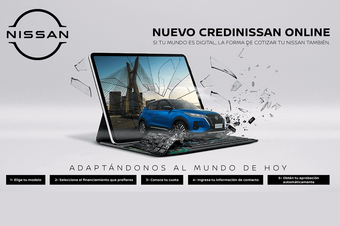 Una imagen de un coche azul atravesando la pantalla de una tableta.