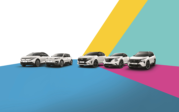 Image de la gamme VUL N-PRO de Nissan avec en fond de l’identité visuelle de la campagne « Les Phénoménales »